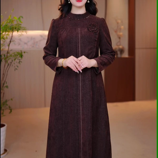 大码女装冬季减龄舒适连衣裙遮肉显瘦SXE-088-