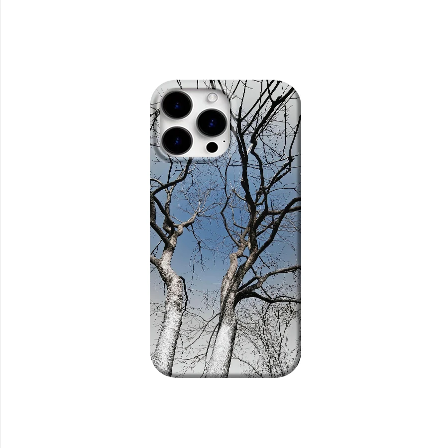 蓝晕枯枝高级感适用苹果安卓手机壳16Promax荣耀华为小米oppovivo