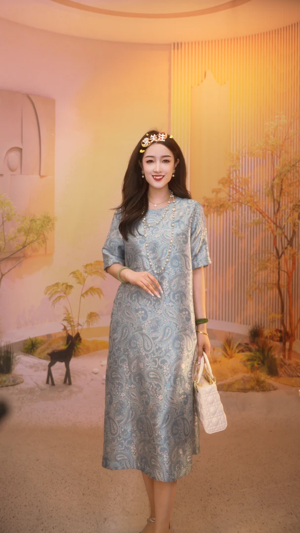 孔雀翎|新中式改良款双面穿女装中长款连衣裙2025B4002奇奇