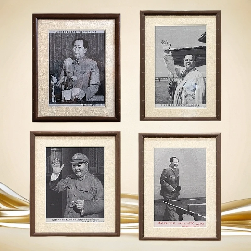 伟人毛主席像黑白刺绣相框客厅布置家居用品沙发背景墙挂画装饰画