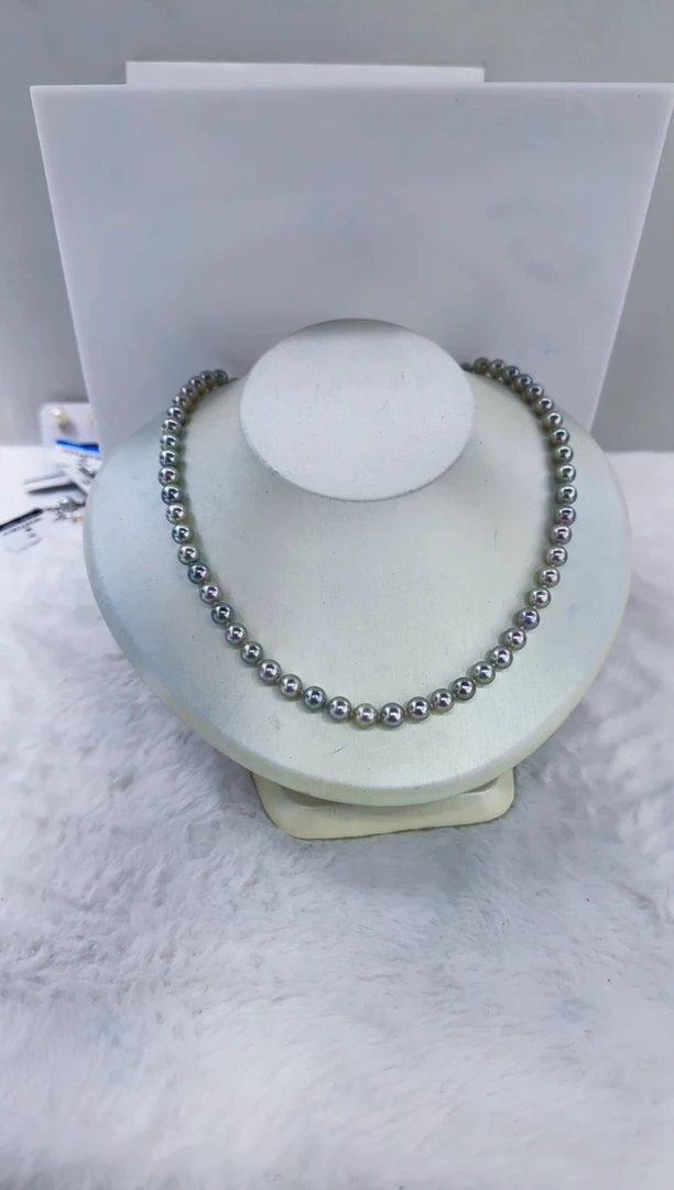 未镶嵌海水珍珠DA海水灰珠串链6-7 y495