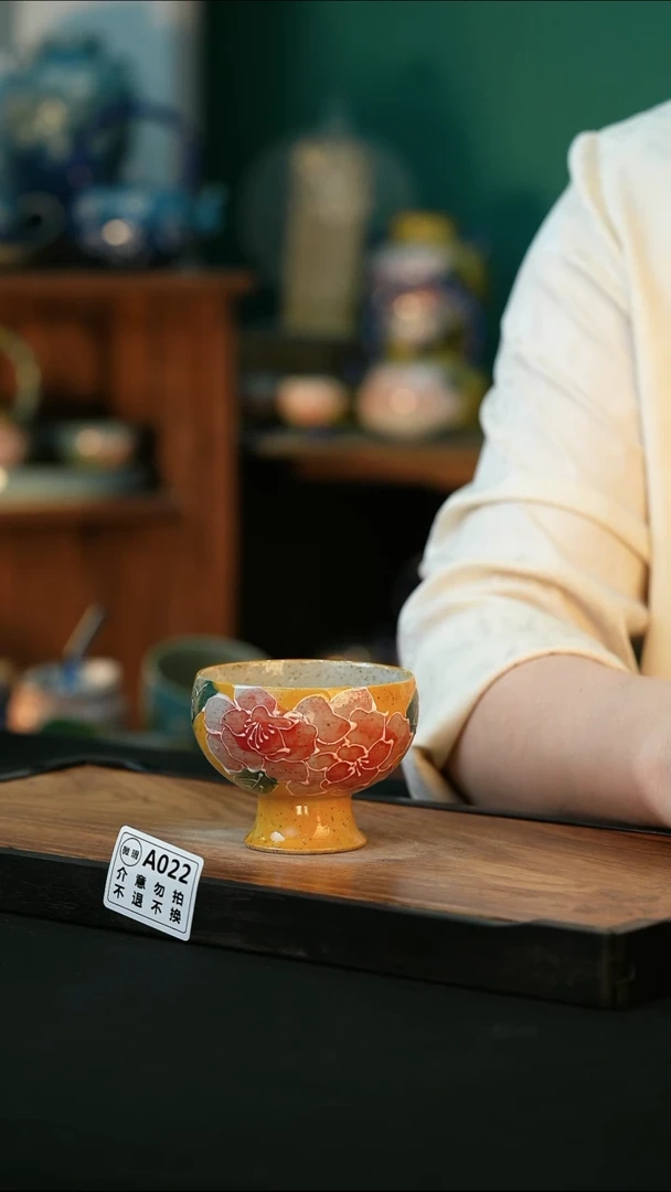 杯手绘心瓷陶瓷浮力微瑕介意勿拍