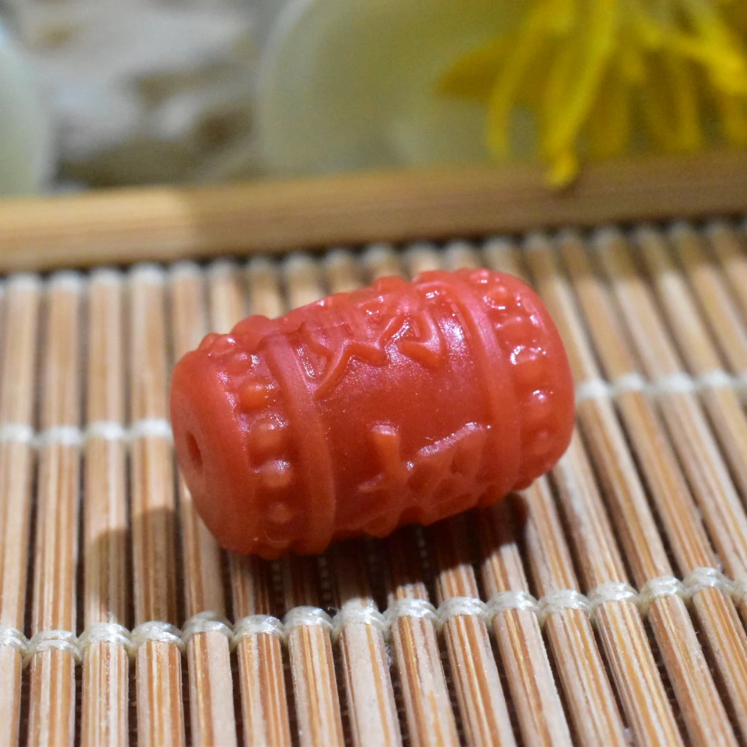 【一九珠宝】卡14mm南红瓦西雕刻招财进宝桶珠  YJ8788-2