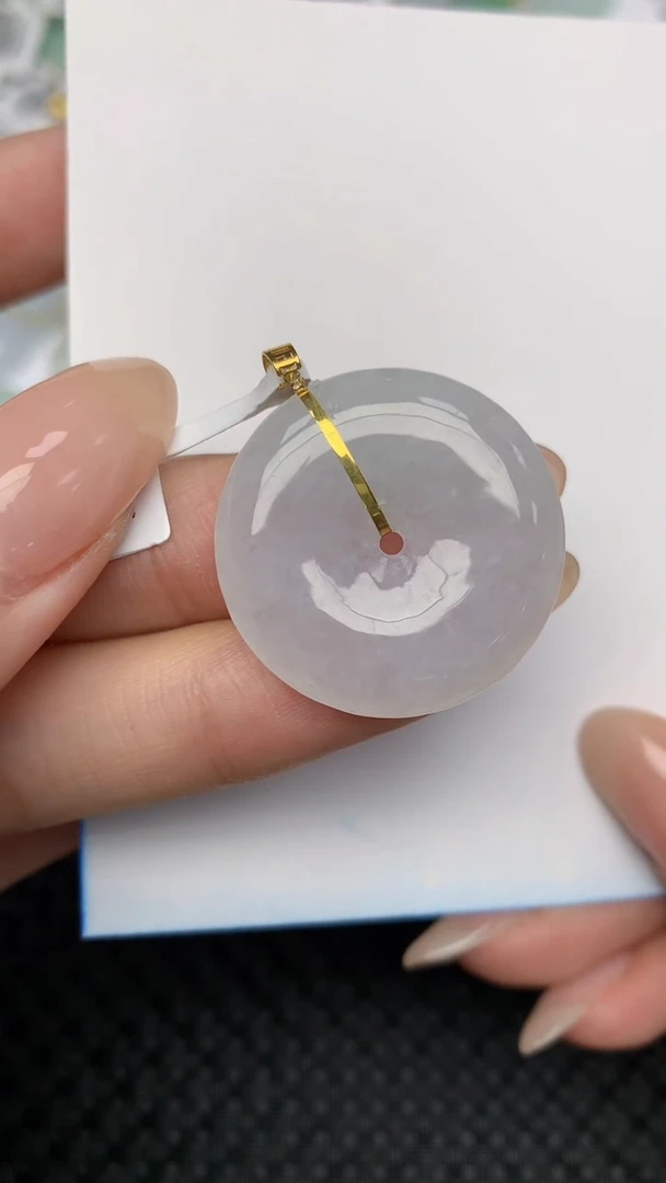 翡翠18K金镶嵌颈饰天然翡翠a货