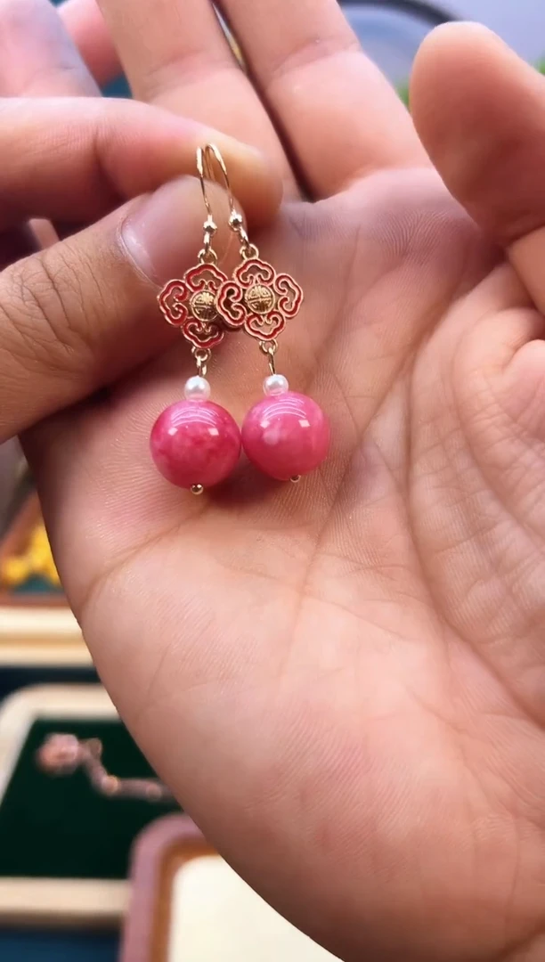 翡翠14K金镶嵌耳饰E51