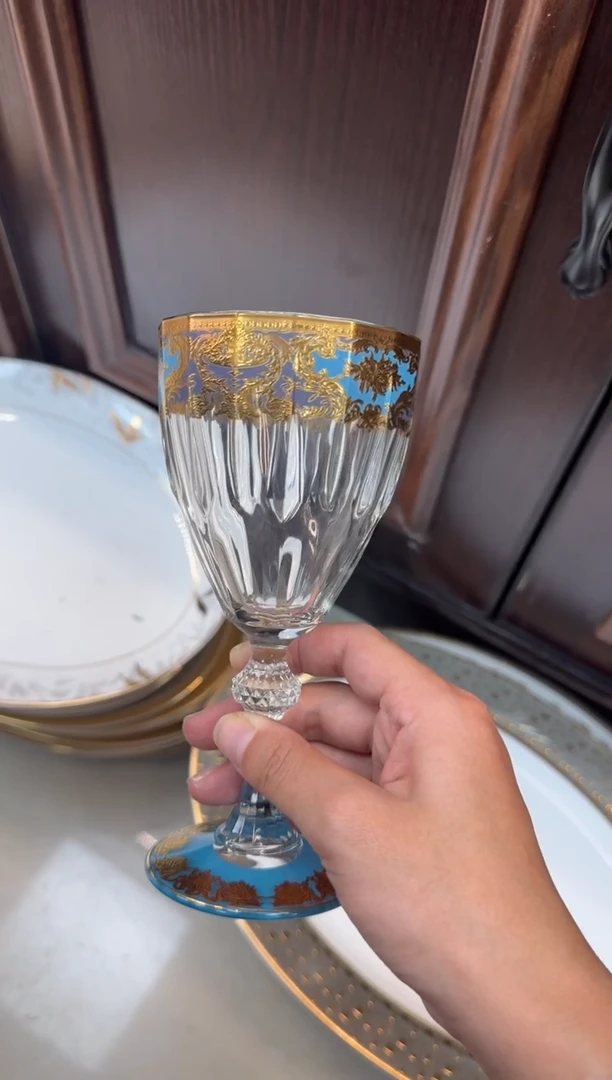 【闪购商品】瓷片高脚杯两个  福利微瑕