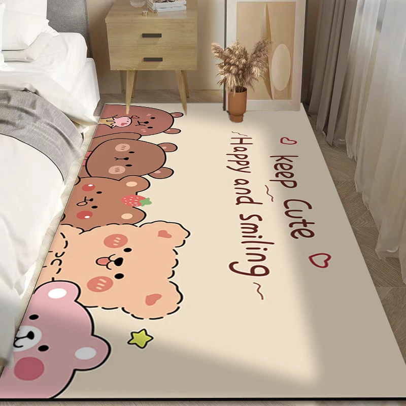 卡通图案水晶绒儿童垫子客厅房间免洗防滑卧室床边地毯加厚地垫子