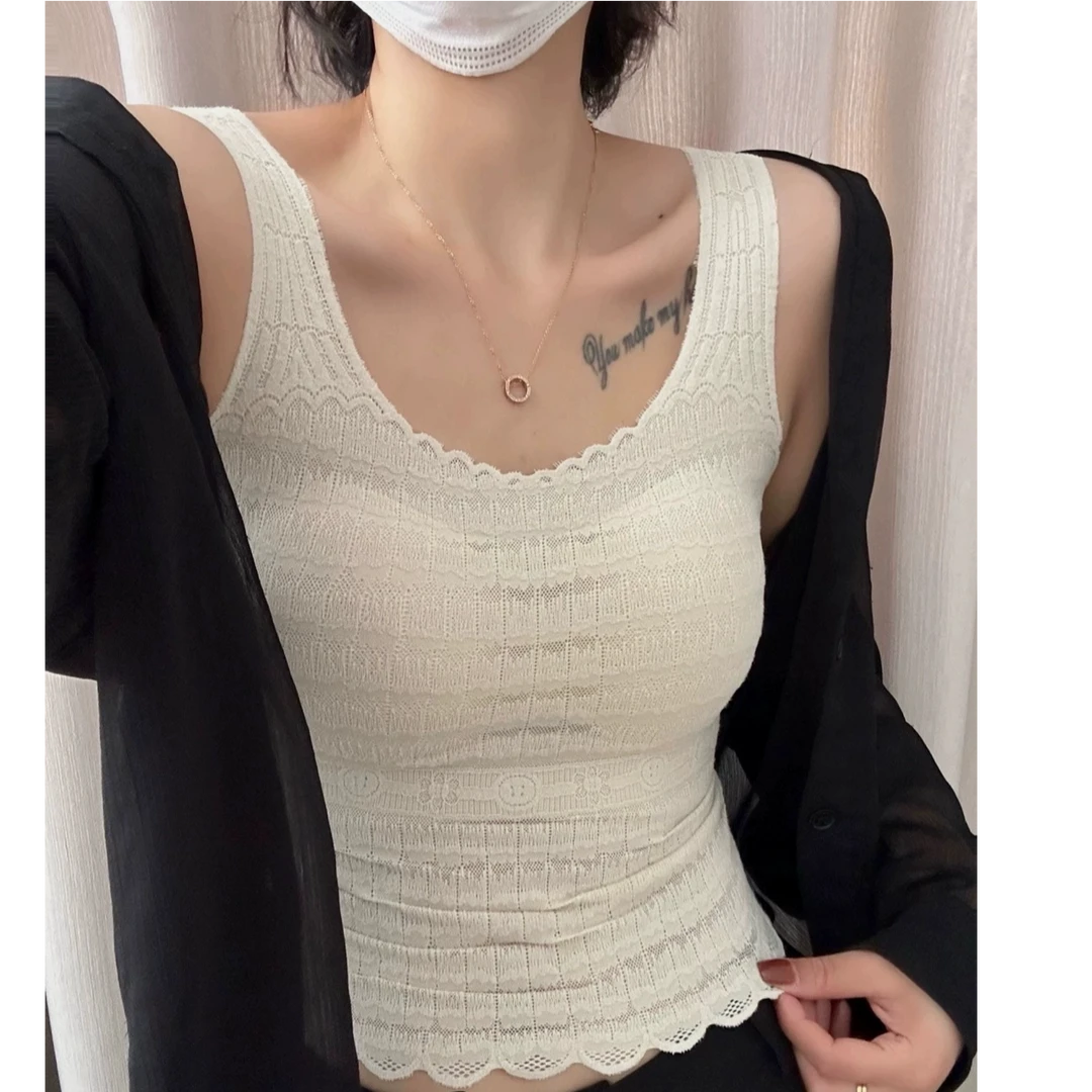 法式蕾丝宽肩带磨毛美背心吊带固定薄杯性感百搭防走光内衣MB001