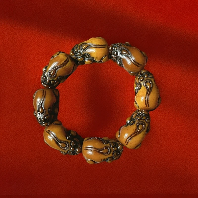 蜜蜡手串手工雕刻貔貅手链男士男款气质复古大气民族风民族风