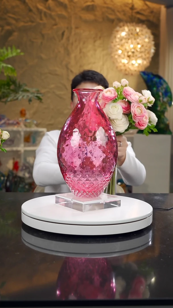 手工艺品琉璃兰*金红花器