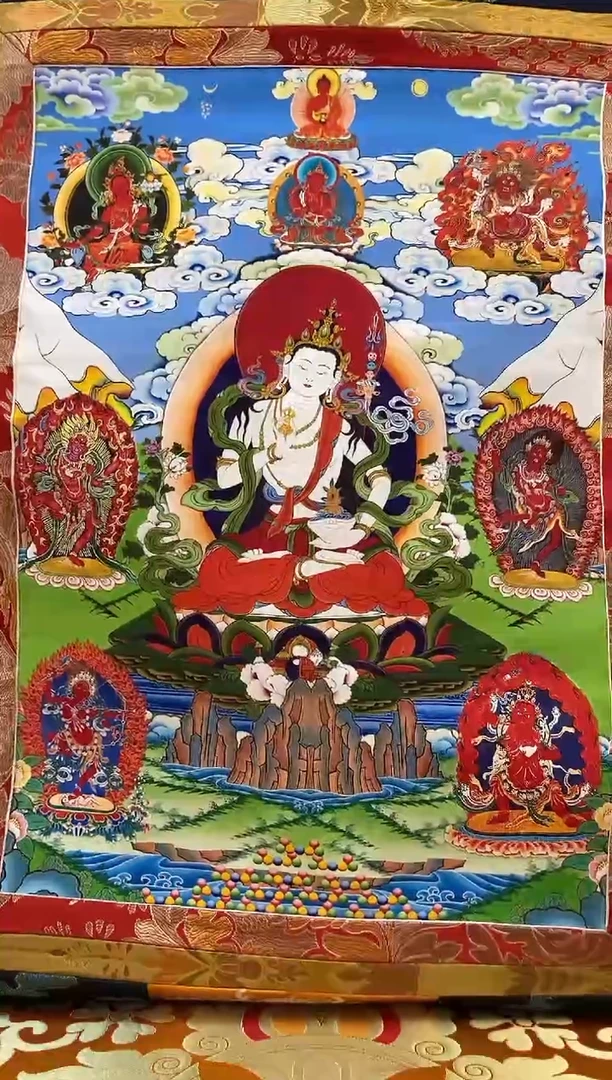 【闪购商品】卷轴画矿物质喷绘  九本尊1.3m蓝色水波纹