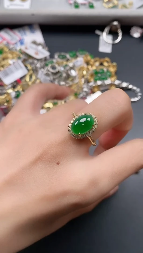 银S925镶嵌戒指翡翠11111111