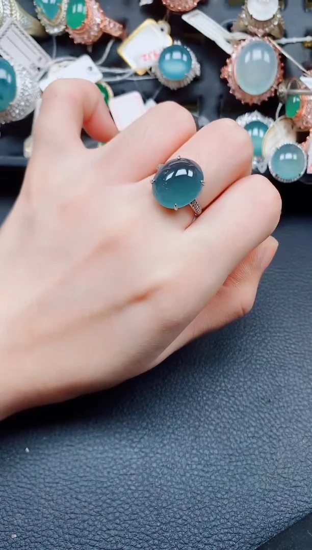 银S925镶嵌戒指翡翠翡翠