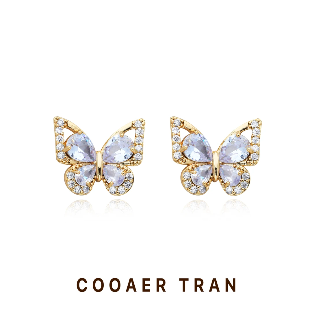 铜合金耳饰 【粼光之蝶】精致小众轻奢时尚气质设计简约耳饰RH9034#