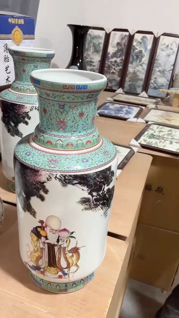 景德镇珐琅彩福如东海花瓶