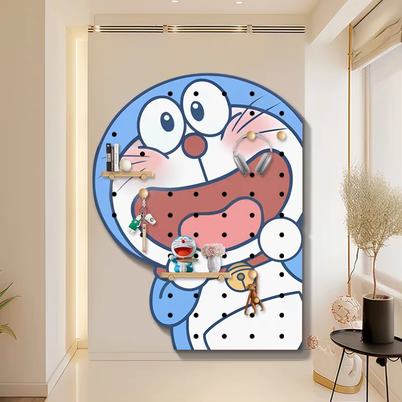 哆啦A梦入户玄关洞洞板装饰画创意卡通置物架子挂画688