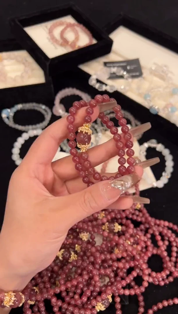 【闪购商品】水晶手链合金草莓晶双圈手链x1412