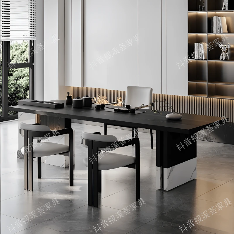 溪荟意式极简茶桌椅套装广东佛山源头茶桌小型茶桌茶台办公室茶桌