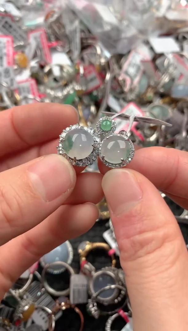 银S925镶嵌戒指翡翠222   1