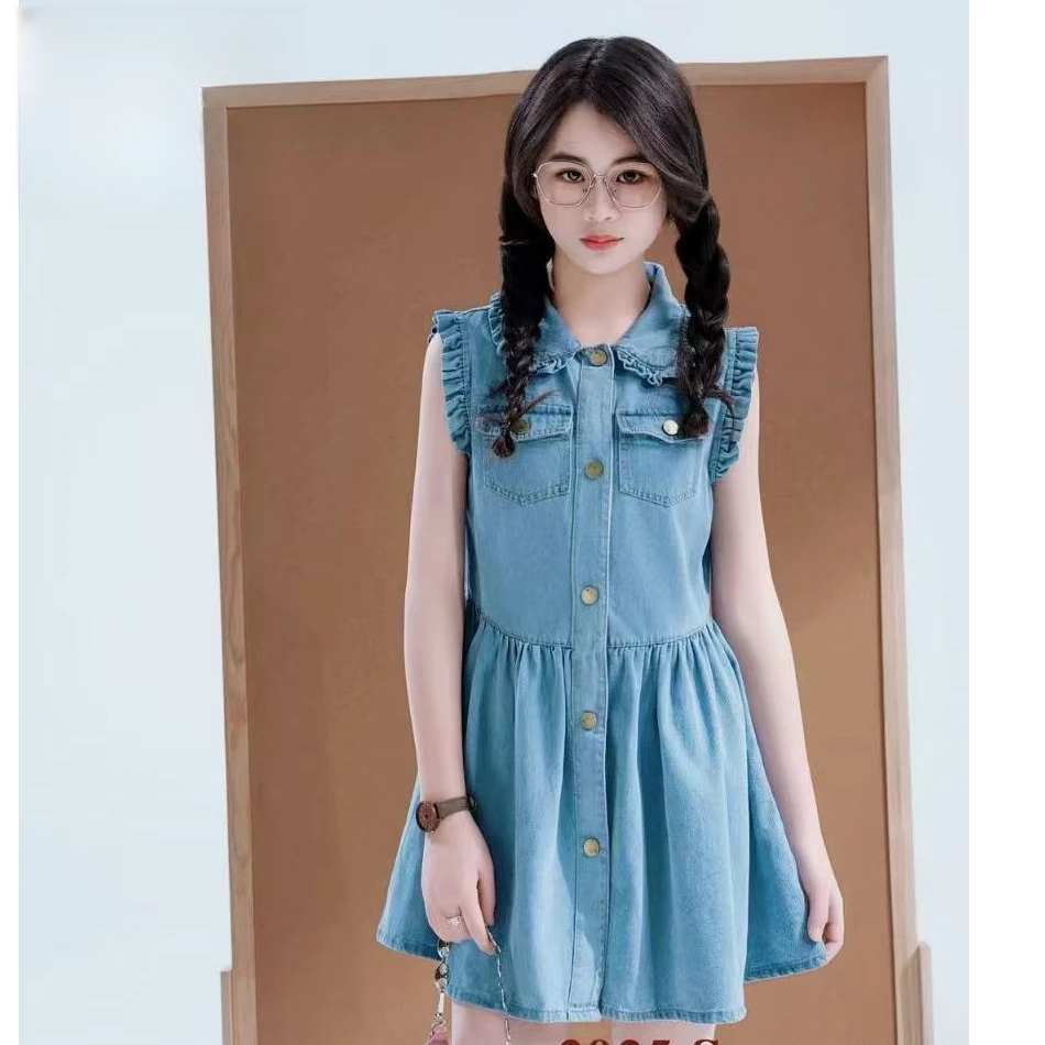 504372  韩版女童春款时尚洋气日常百搭休闲牛仔连衣裙