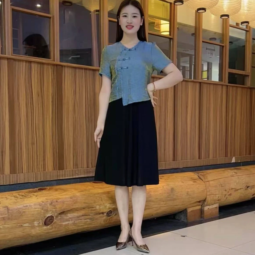 新中式时尚高级气质礼服2025夏季新款显瘦洋气拼接连衣裙