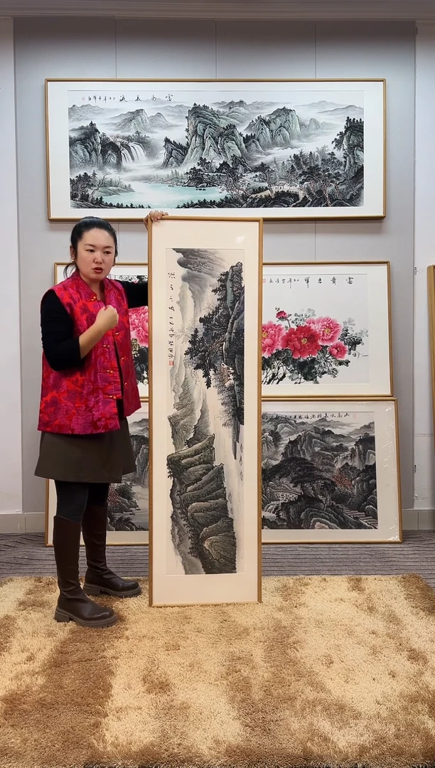 国画手绘山水162*47尺寸