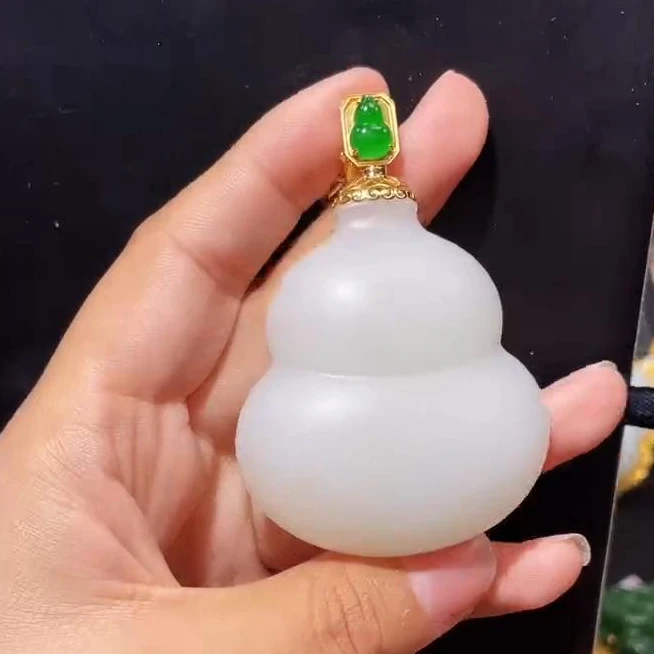 【周年庆限定】 18K和田玉3白玉葫芦吊坠丨天然玉石丨多样性发一