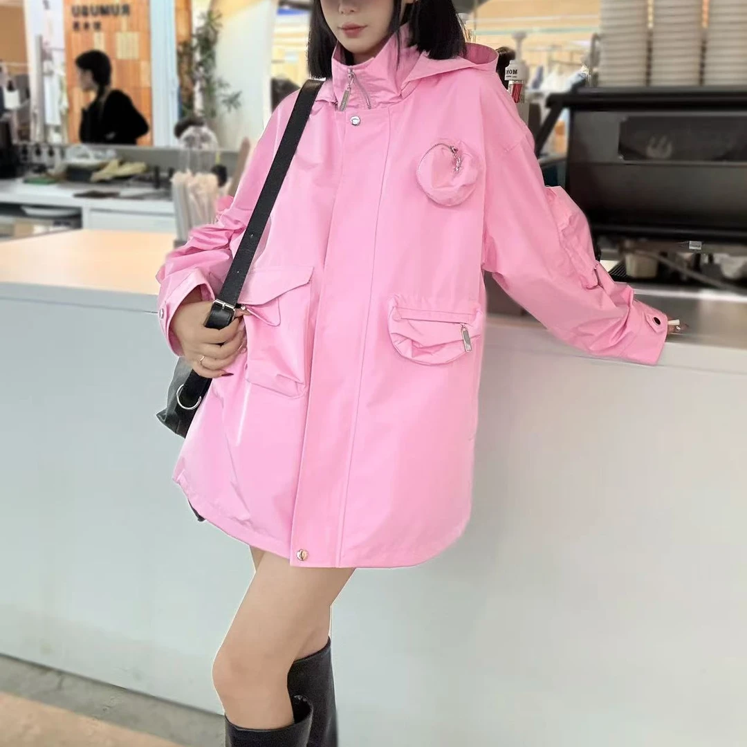 NONHUMAN立体口袋风衣韩版春秋休闲中长款洋气外套连帽可拆卸