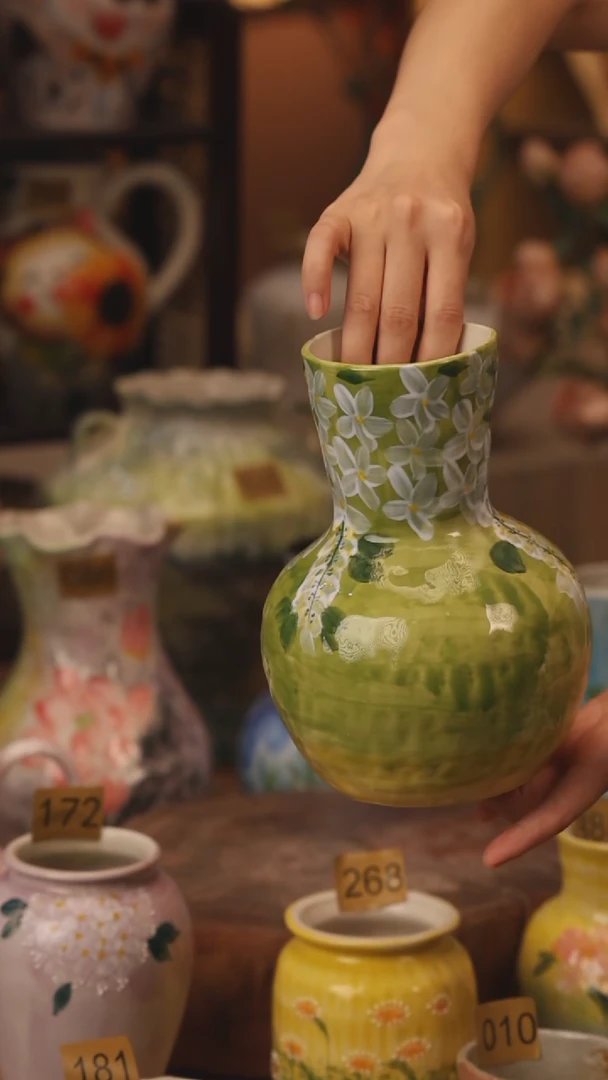 陶瓷420景德镇设计师手作花器摆件侘寂风