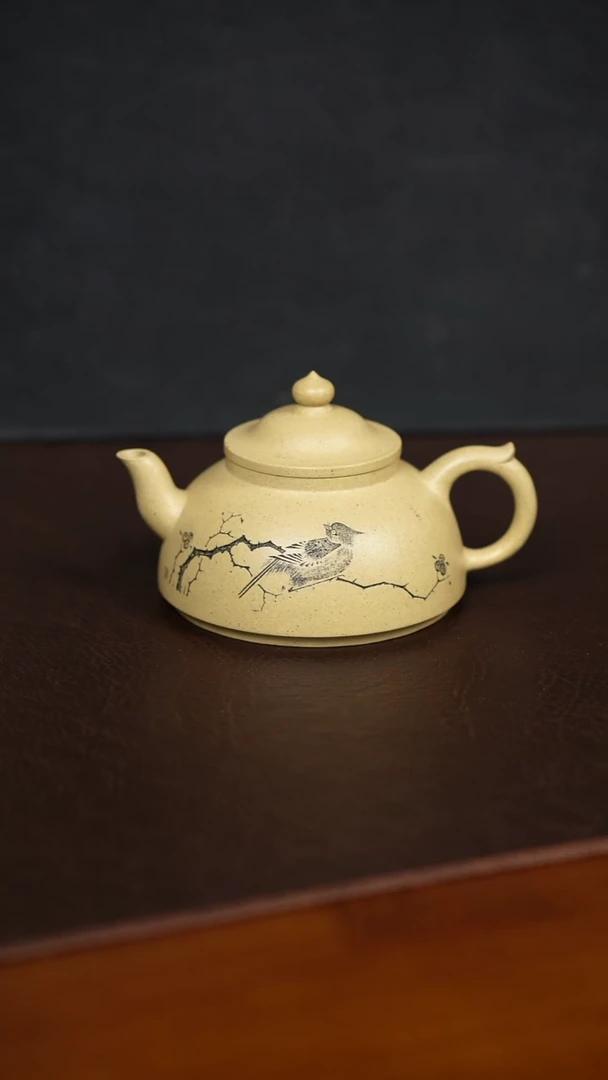 茶壶紫砂帅****好刻绘笠帽绿泥