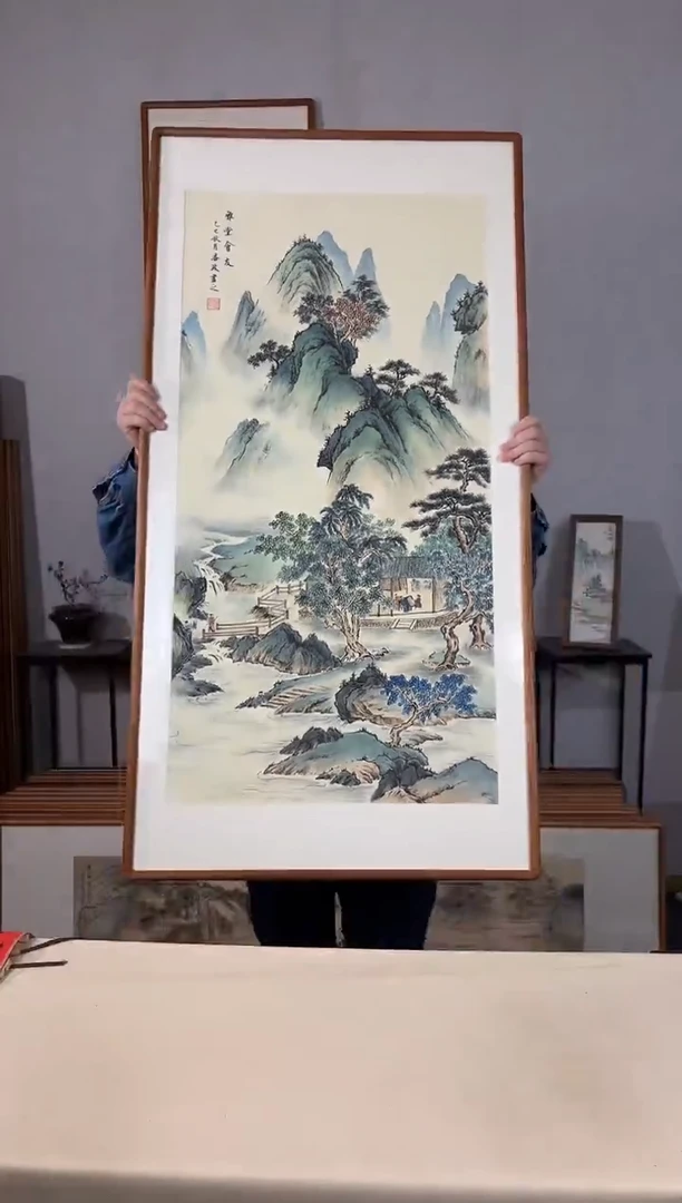 国画手绘*雅堂会友*62*122cm带框发货