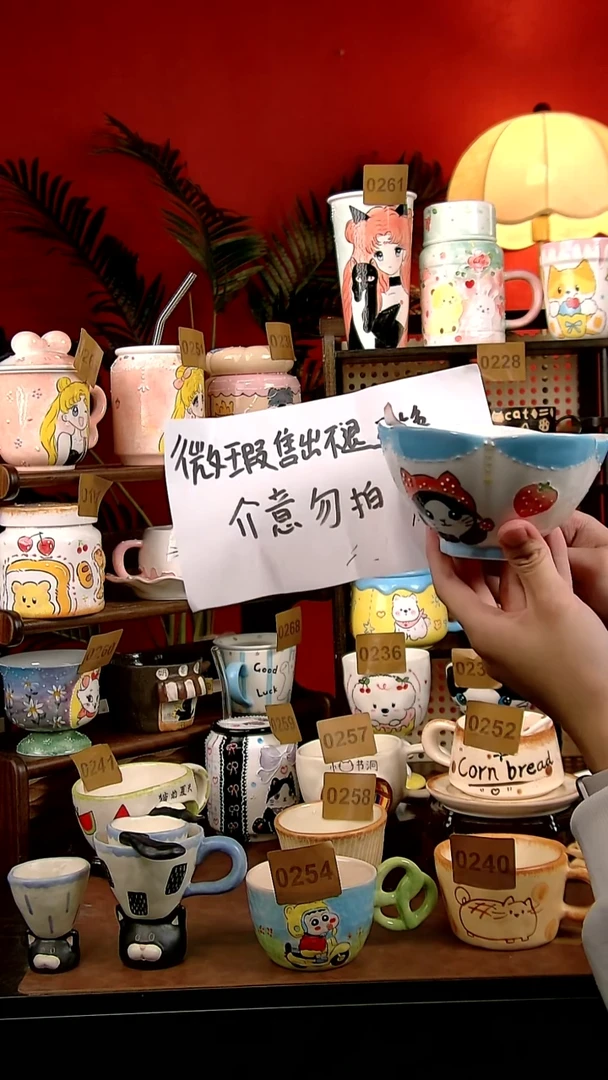 碗瓷DIY景德镇创意手绘陶瓷卡通风花瓣碗微瑕