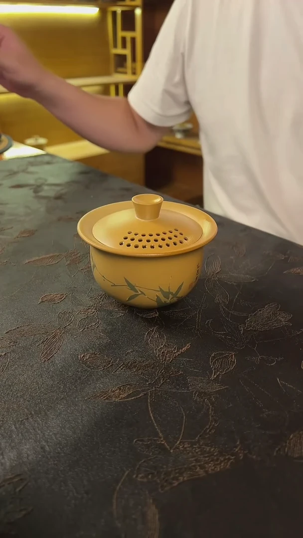 【闪15号】空也 乐烧两才盖碗 阴刻阳填 网孔盖