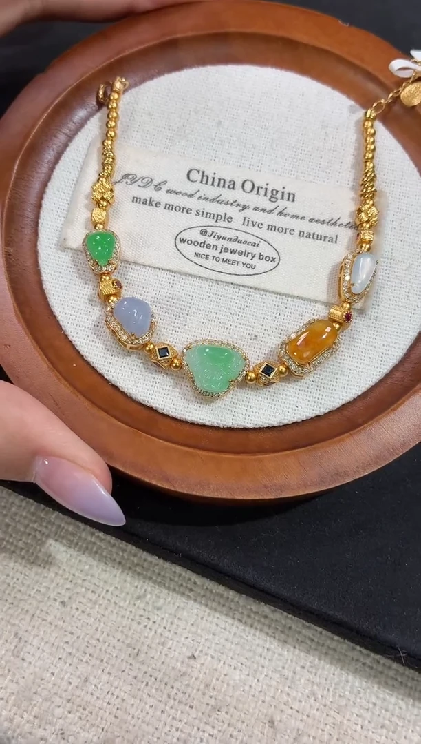 吊坠(不含链)银S925镶嵌翡翠手链
