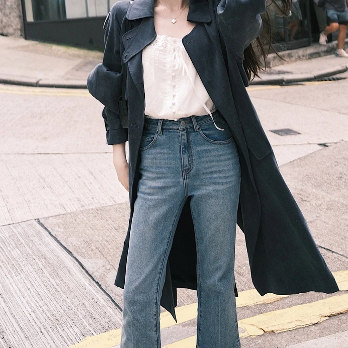 【Lilylikes】“Crush显高竹竿腿”时髦腿精 高棉九分微喇水洗牛仔裤