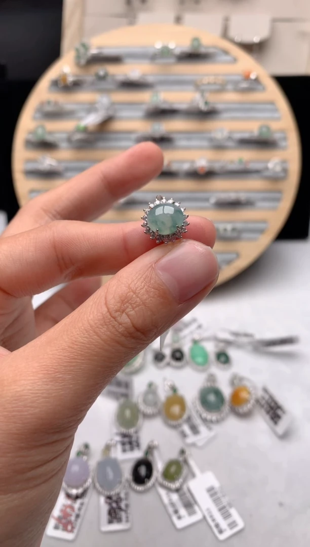 【闪购商品】翡翠戒指银S925镶嵌3号