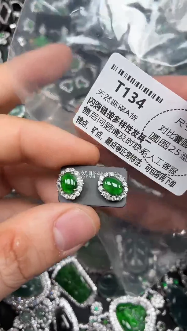 颈饰未镶嵌翡翠T134耳钉