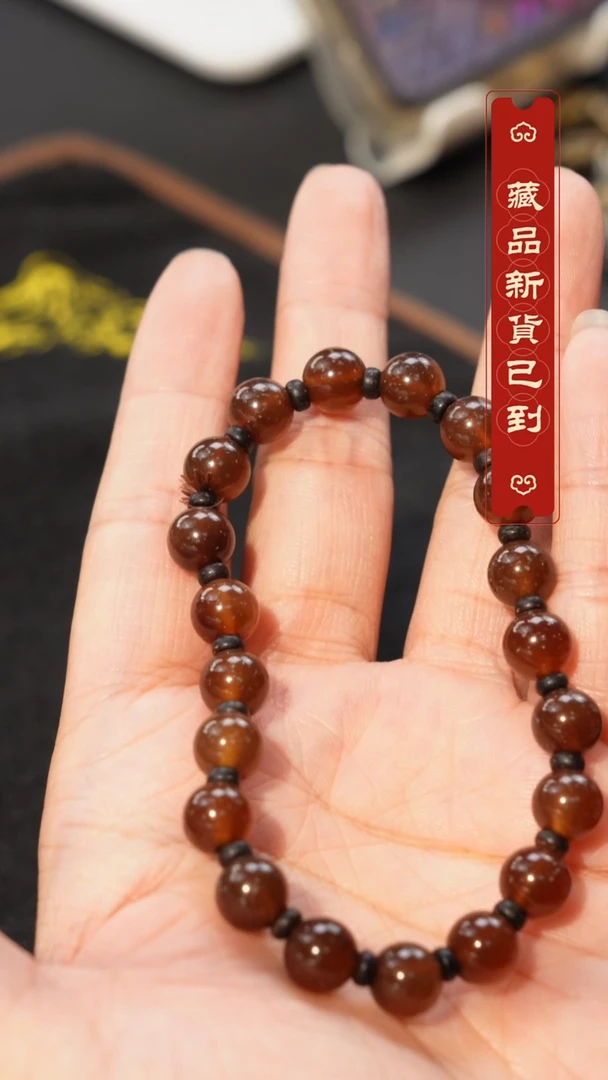 未镶嵌手链玛瑙/玉髓（覆膜）糖球手串2-0352