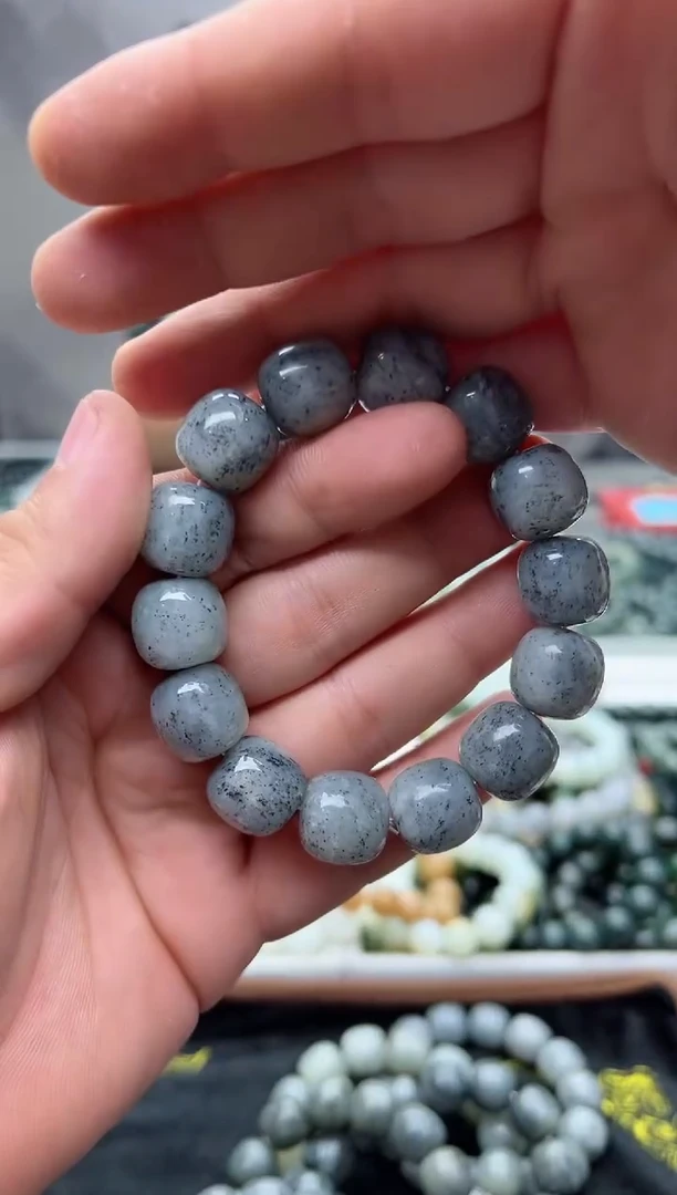 手串未镶嵌和田玉纯天然新疆点墨青花16