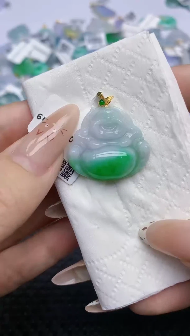 翡翠18K金镶嵌颈饰628   天然翡翠A货