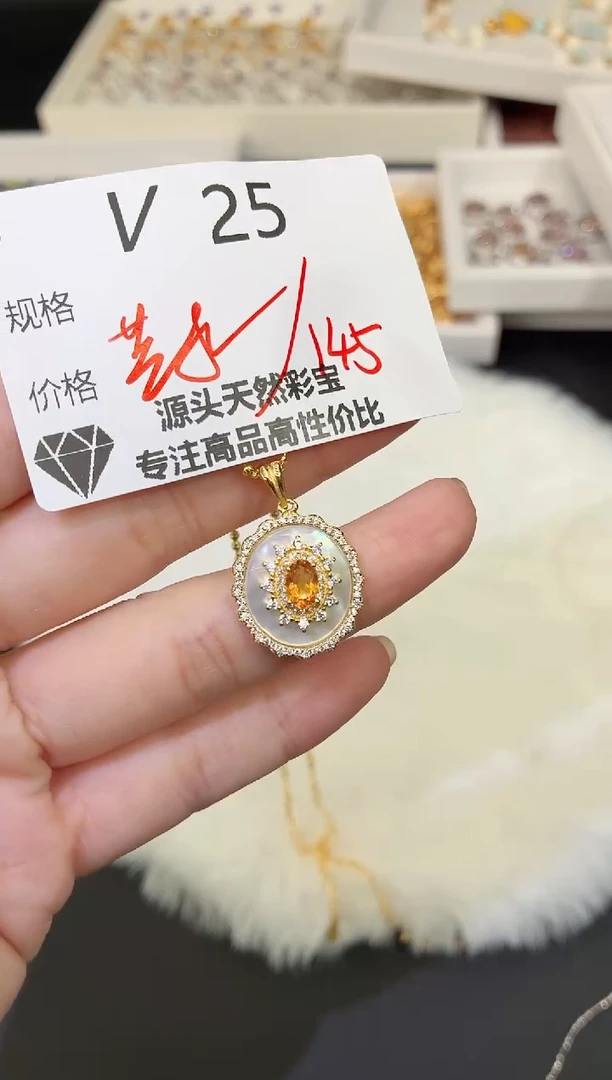 吊坠(不含链)银S925镶嵌水晶多样性发一V25