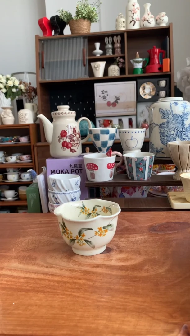 瓷金桂花花口杯   【送勺】