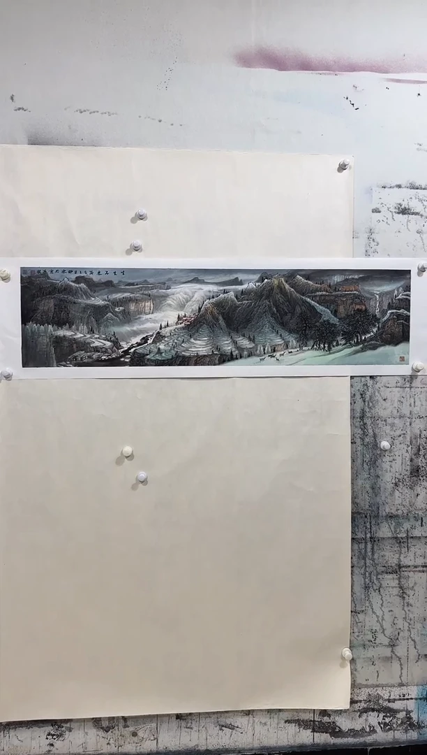 国画y/天津人美-刘助忠4平尺山水作品