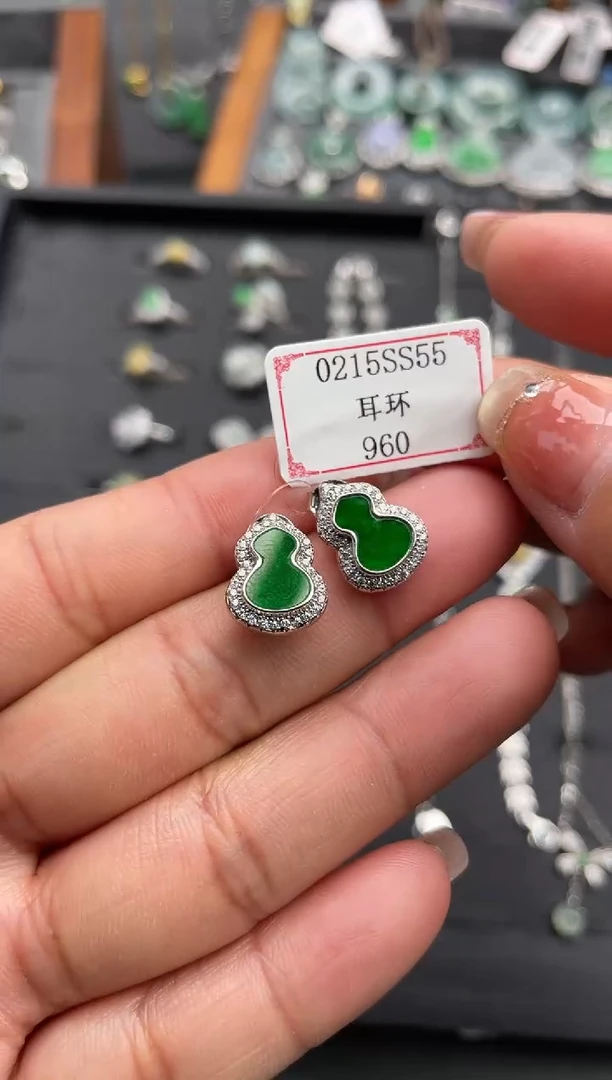 【闪购商品】翡翠耳饰银S925镶嵌0215SS55