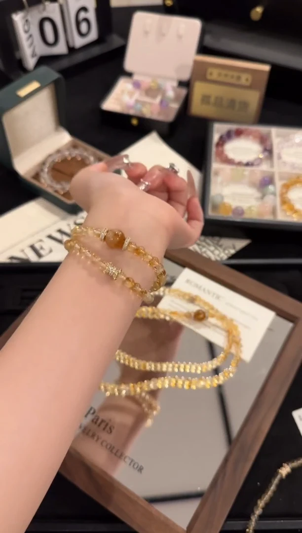 水晶手链合金黄塔晶双圈x2120