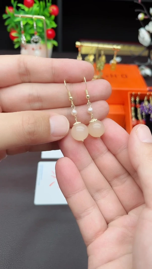 玛瑙/玉髓耳饰银S925镶嵌218000