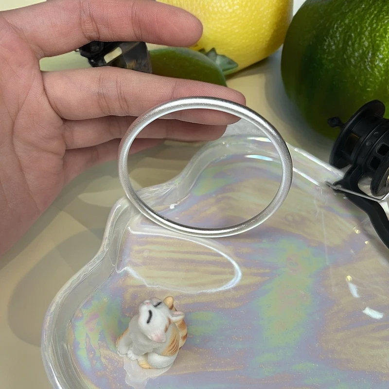 足银手镯 磨砂素圈古法手镯（宝立严选）