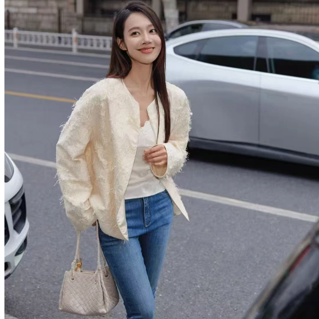 WIWH秋冬短外套开衫女装休闲小香风加牛仔裤