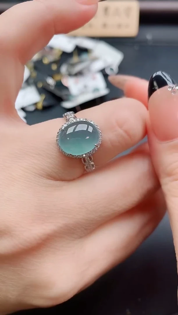 银S925镶嵌戒指翡翠1