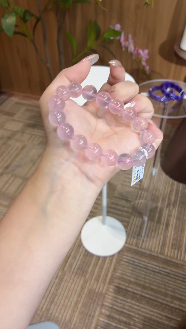 未镶嵌手串水晶粉水晶手串12m+
